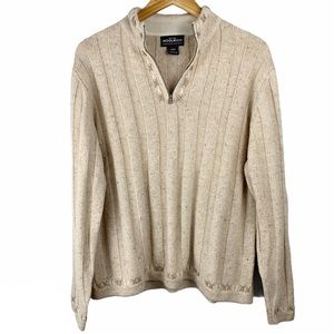 Woolrich Ramie and Wool Blend Quarter Zip Sweater